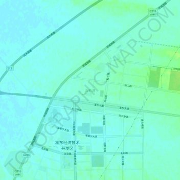 Topografische Karte 五彩湾, Höhe, Relief