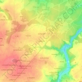 Topografische Karte La Gilardière, Höhe, Relief