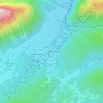 Topografische Karte Weidach, Höhe, Relief