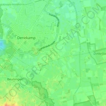 Topografische Karte Berghum, Höhe, Relief