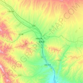 Topografische Karte 天祝县, Höhe, Relief