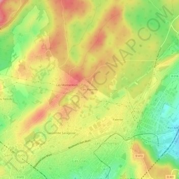 Topografische Karte Les Planches, Höhe, Relief