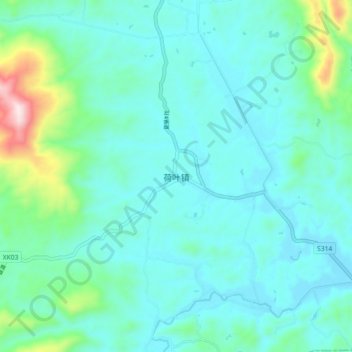 Topografische Karte 荷叶镇, Höhe, Relief