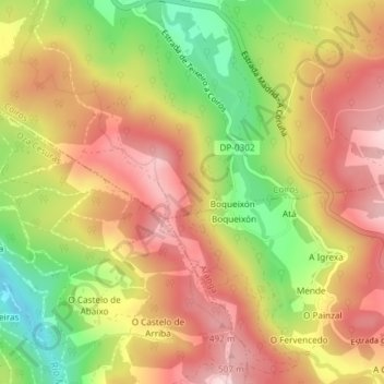 Topografische Karte Comunal, Höhe, Relief