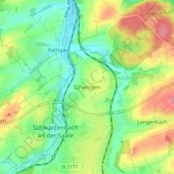 Topografische Karte Schwingen, Höhe, Relief