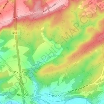 Topografische Karte Fenffe, Höhe, Relief