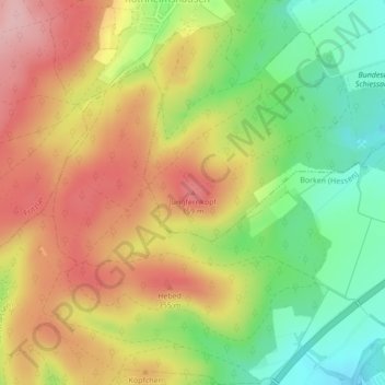 Topografische Karte Jungfernkopf, Höhe, Relief