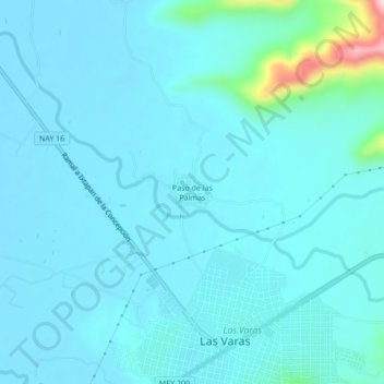 Topografische Karte Paso de las Palmas, Höhe, Relief