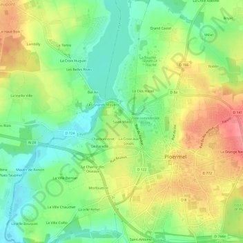 Topografische Karte Saint-Malo, Höhe, Relief