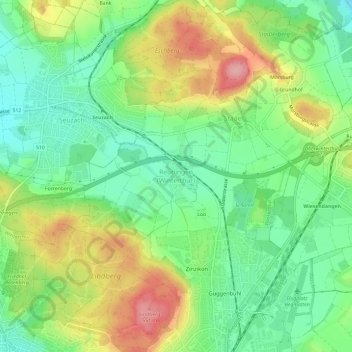 Topografische Karte Reutlingen, Höhe, Relief