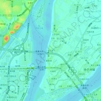 Topografische Karte 毛江舍, Höhe, Relief