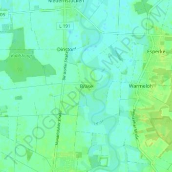 Topografische Karte Brase, Höhe, Relief