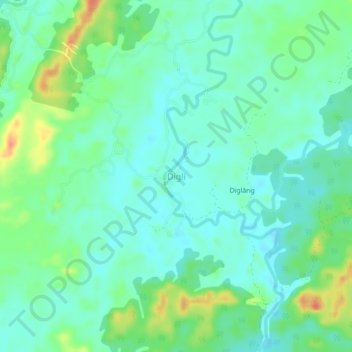 Topografische Karte Digli, Höhe, Relief