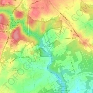 Topografische Karte Jerusalem, Höhe, Relief