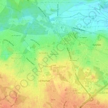 Topografische Karte Ménespey, Höhe, Relief