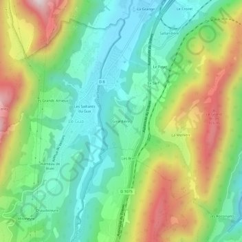 Topografische Karte Girardière, Höhe, Relief