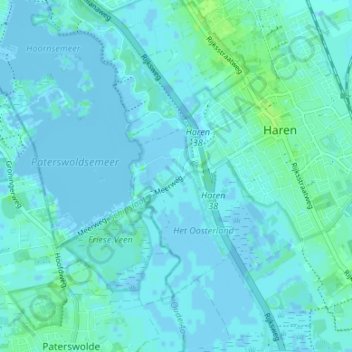 Topografische Karte Hoornsedijk, Höhe, Relief