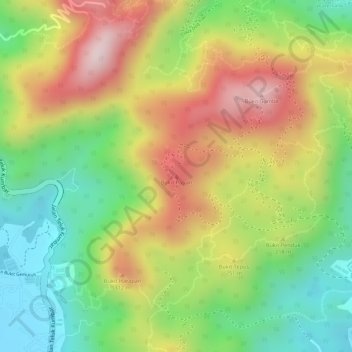Topografische Karte Bukit Papan, Höhe, Relief