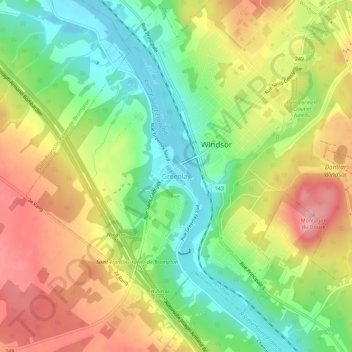 Topografische Karte Greenlay, Höhe, Relief