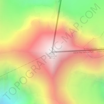Topografische Karte Mount Fairweather, Höhe, Relief