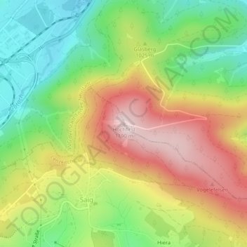 Topografische Karte Hochfirst, Höhe, Relief
