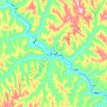 Topografische Karte 旦八镇, Höhe, Relief