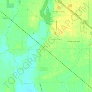 Topografische Karte London, Höhe, Relief