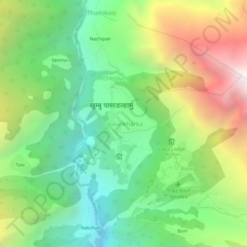 Topografische Karte Chaurikharka, Höhe, Relief