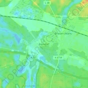 Topografische Karte Kersdorf, Höhe, Relief