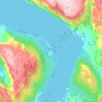 Topografische Karte Hauknes, Höhe, Relief