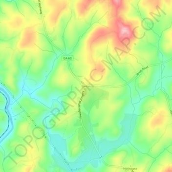 Topografische Karte Union, Höhe, Relief