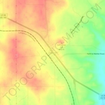 Topografische Karte Zephyr, Höhe, Relief