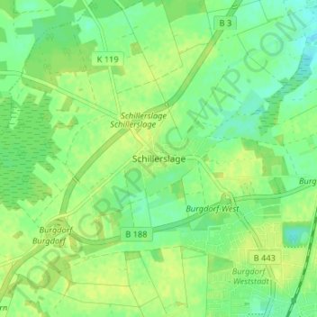 Topografische Karte Schillerslage, Höhe, Relief
