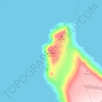 Topografische Karte Nordkinn, Höhe, Relief