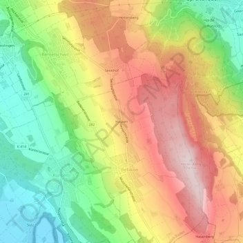 Topografische Karte Hausen, Höhe, Relief