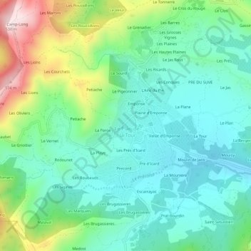 Topografische Karte Quartier-Neuf, Höhe, Relief