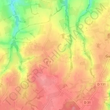 Topografische Karte Queledern, Höhe, Relief