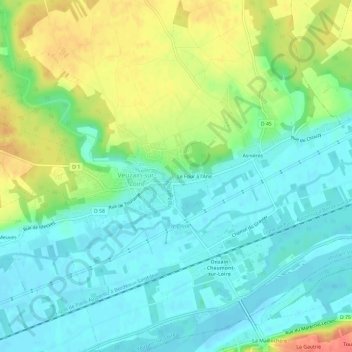 Topografische Karte Le Pont d'Ouchet, Höhe, Relief