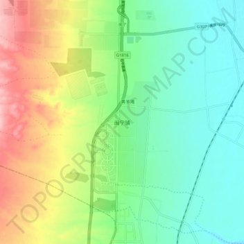 Topografische Karte 闽宁镇, Höhe, Relief