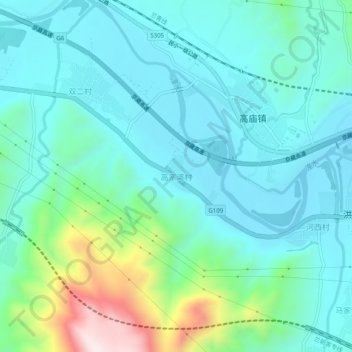 Topografische Karte 高家湾村, Höhe, Relief