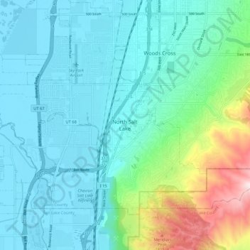 Topografische Karte North Salt Lake, Höhe, Relief