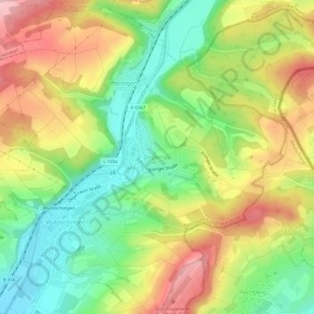 Topografische Karte Degernau, Höhe, Relief