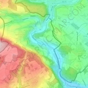 Topografische Karte Bibern SH, Höhe, Relief