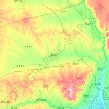 Topografische Karte 新荣区, Höhe, Relief