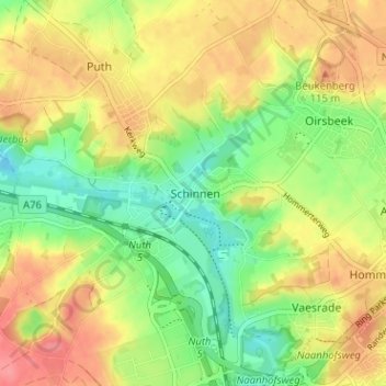 Topografische Karte Schinnen, Höhe, Relief