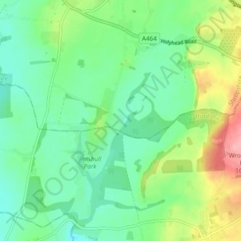 Topografische Karte Wildicote, Höhe, Relief