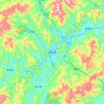 Topografische Karte 将乐县, Höhe, Relief