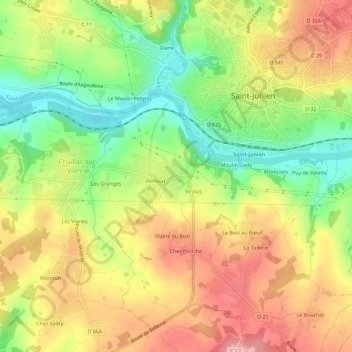 Topografische Karte Codille, Höhe, Relief