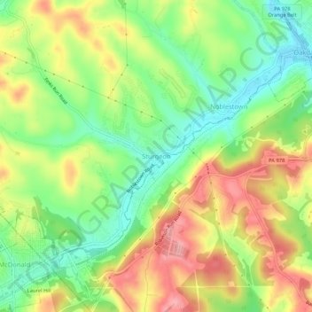 Topografische Karte Sturgeon, Höhe, Relief