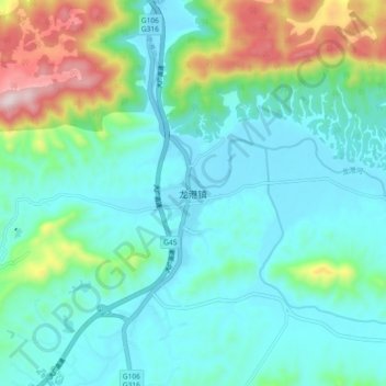 Topografische Karte 龙港镇, Höhe, Relief